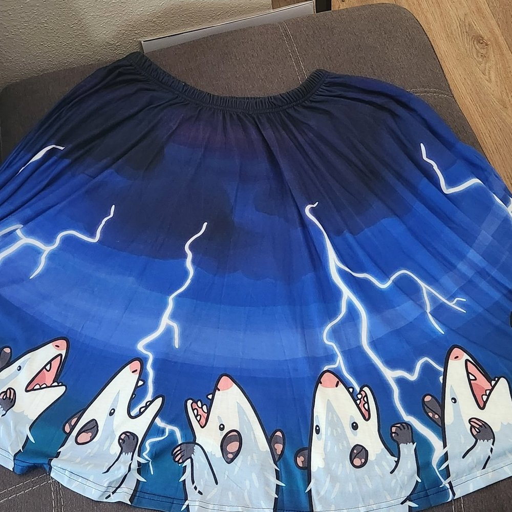 Blue and Black Possum Circle Skirt - Fresh Hot Flavors - US Size 22
